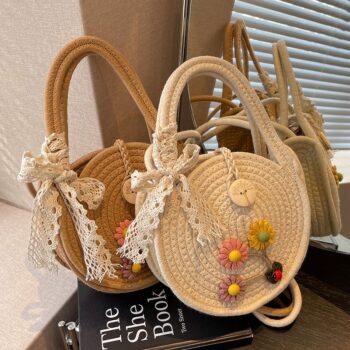 Flower Embroidered Round Handbag – Cute and Stylish Handbag with Lace Details