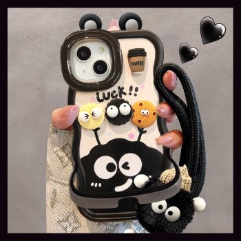 Cute Lucky Sheep Panda iPhone Case with Wrist Strap – Kawaii 3D Charm Phone Cover